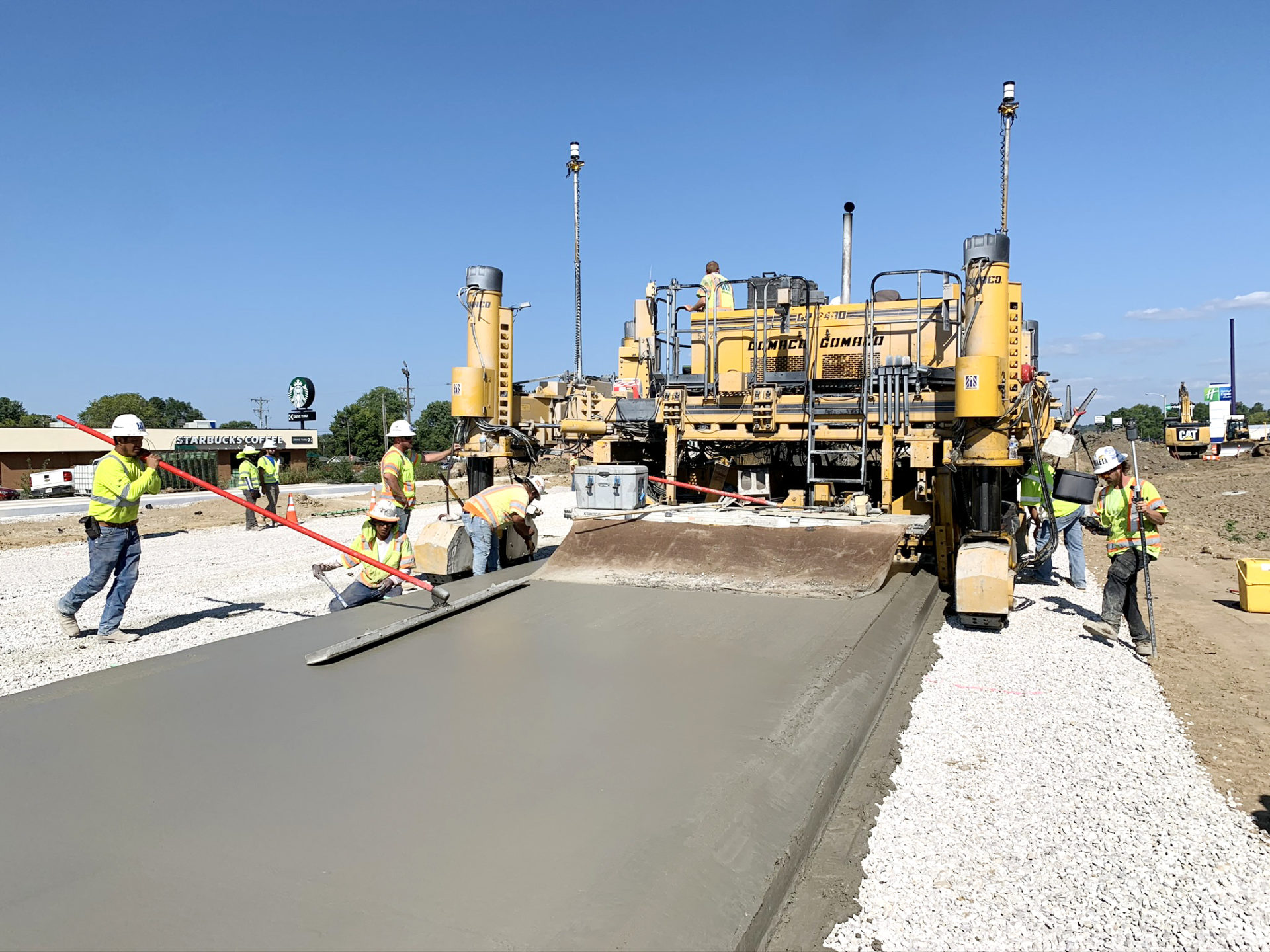 Milestone crews pouring concrete on I-69 project